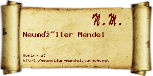 Neumüller Mendel névjegykártya
